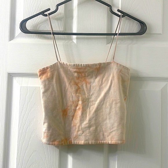 Peach spaghetti strap cropped tank - Picture 1 of 2